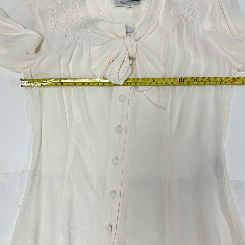 Vintage-style 1940’s Seamstress of Bloomsbury EVA Tie Bow Long Sleeve Blouse - Picture 8 of 8